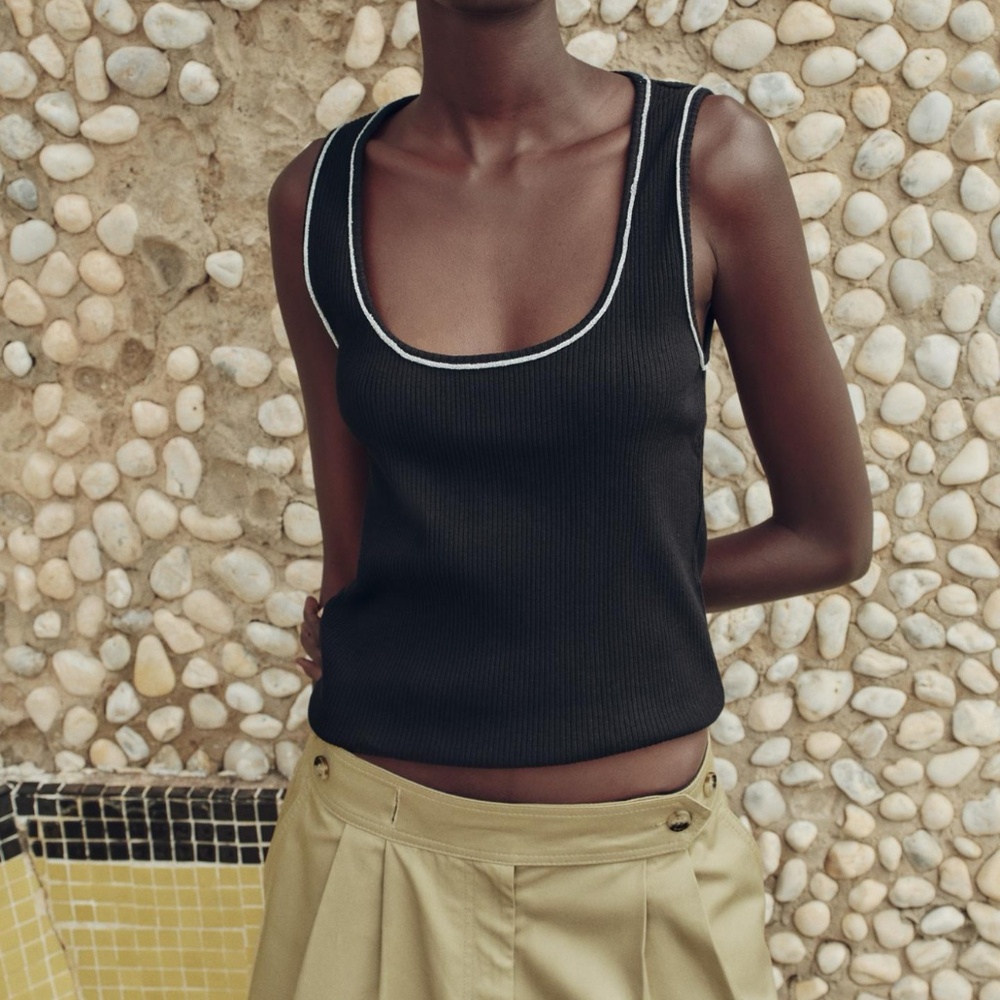 Black tank with silver lining NWOT ZARA